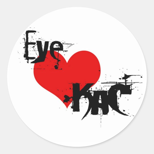 EYE LIEBE KaC STicky Runder Aufkleber (Vorderseite)