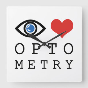 Eye Love Heart Optometrie - Optiker Sehtesttafel Quadratische Wanduhr