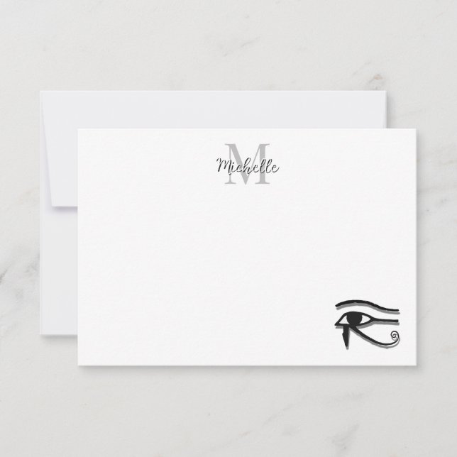 Eye Of Horus Egyptian Symbol Custom Monogram Mitteilungskarte (Vorderseite)