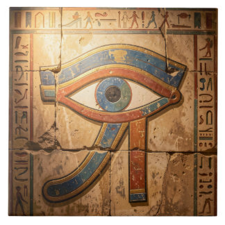 Eye of Horus with Hieroglyphs Egyptian Spiritual  Fliese
