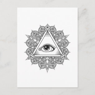 Eye Pyramid Symbol Doodle Postkarte