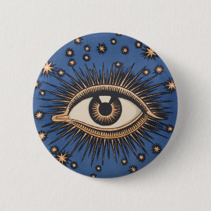 Eye Stars Moon Celestial Nouveau Button