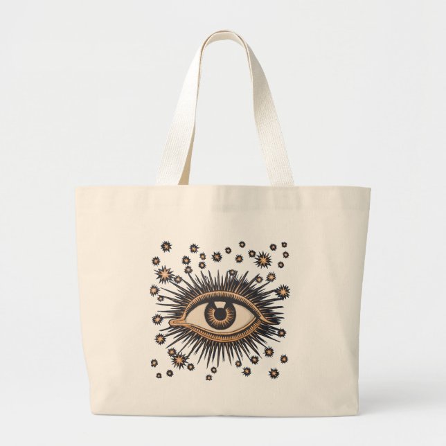 Eye Stars Moon Celestial Nouveau Jumbo Stoffbeutel (Vorne)
