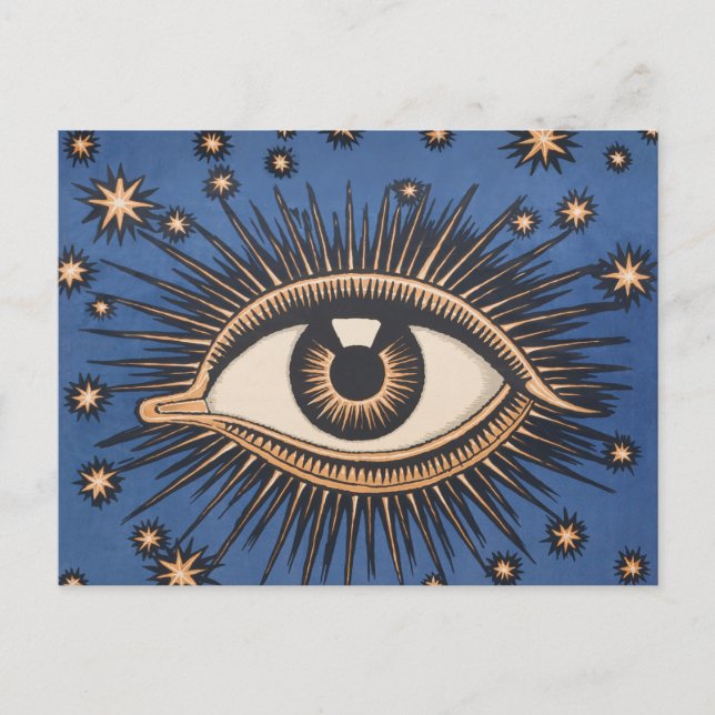 Eye Stars Moon Celestial Nouveau Postkarte (Vorderseite)