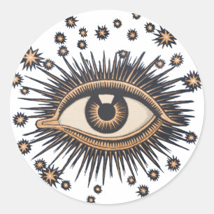 Eye Stars Moon Celestial Nouveau Runder Aufkleber