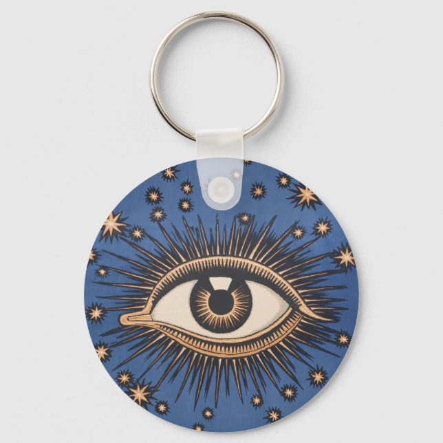 Eye Stars Moon Celestial Nouveau Schlüsselanhänger (Vorderseite)
