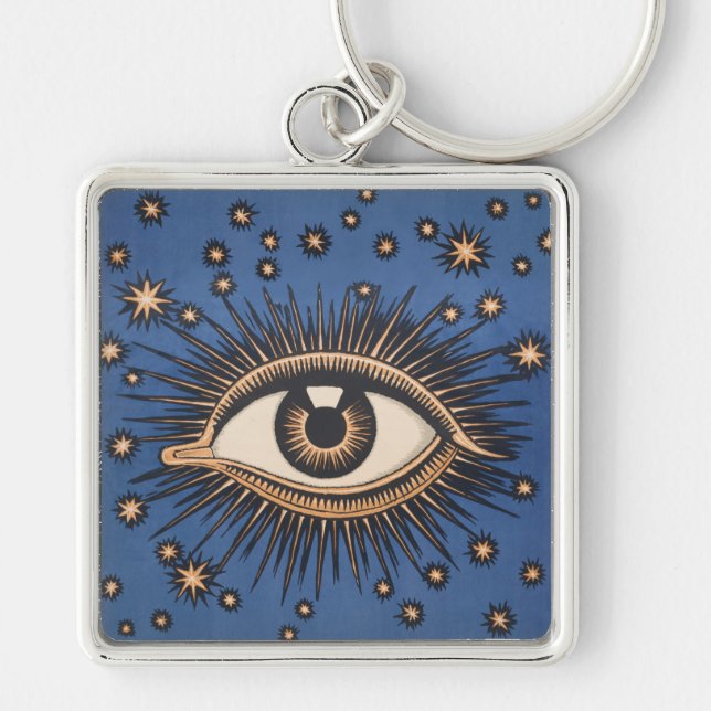 Eye Stars Moon Celestial Nouveau Schlüsselanhänger (Vorne)