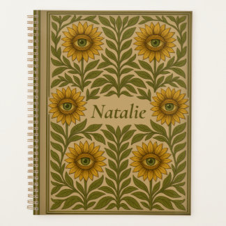Eye Sunflower Vintag Floral Individuelle Name Plan Planer