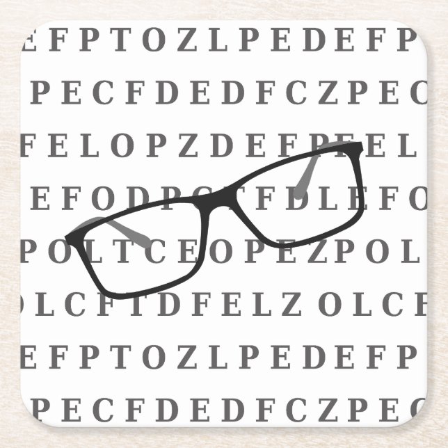 Eye Test Chart and Specs Fun Optician Rechteckiger Pappuntersetzer (Vorderseite)