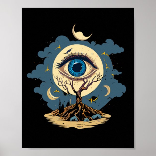 Eye Tree Moon Art Poster (Vorne)