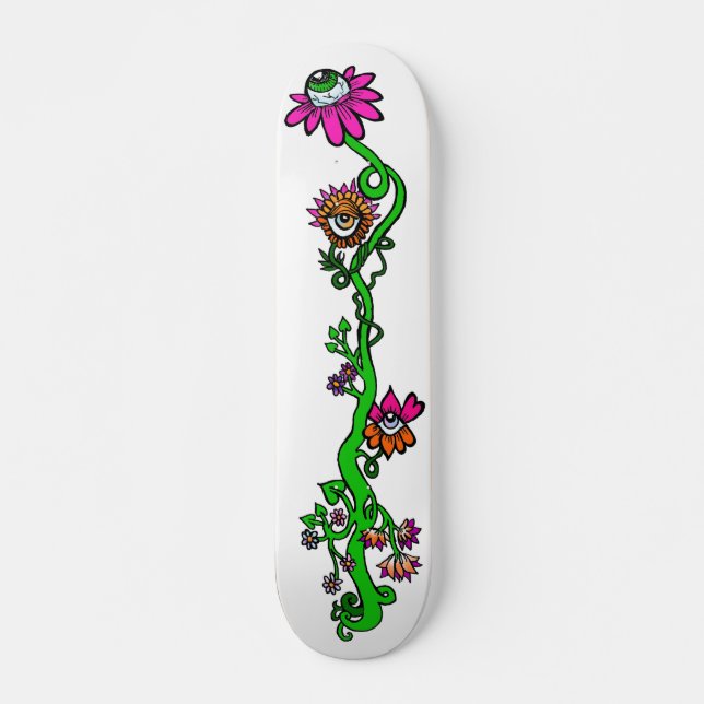 Eyeball Floral Custom Skateboard (Vorne)