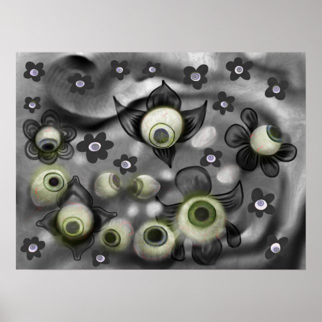 Eyeball Ghosts Creepy Gothic Halloween Art Poster (Vorne)