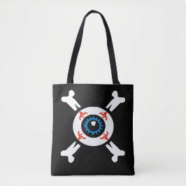 Eyeball und Crossbones (dunkle BG) Tote Bag Tasche