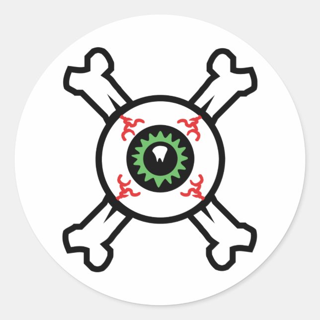 Eyeball und Crossbones für helle Hintergründe Runder Aufkleber (Vorderseite)