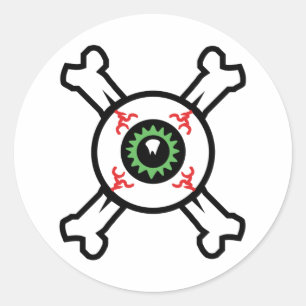 Eyeball und Crossbones für helle Hintergründe  Runder Aufkleber