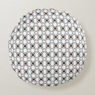 Eyeball und Crossbones (helle Hintergründe) Cushio Rundes Kissen