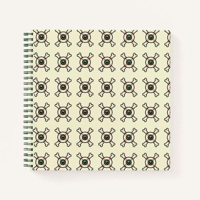 Eyeball und Crossbones (wiederholen) Square Notebo Notizbuch (Vorderseite)
