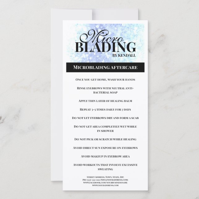 Eyebrow Aftercare Simple Schwarz-weiß Instruction Dankeskarte (Vorderseite)