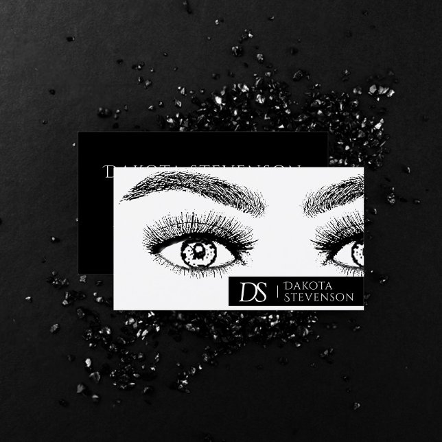 Eyebrow Artist Beruflich | Schwarz und Weiß Visitenkarte (Von Creator hochgeladen)