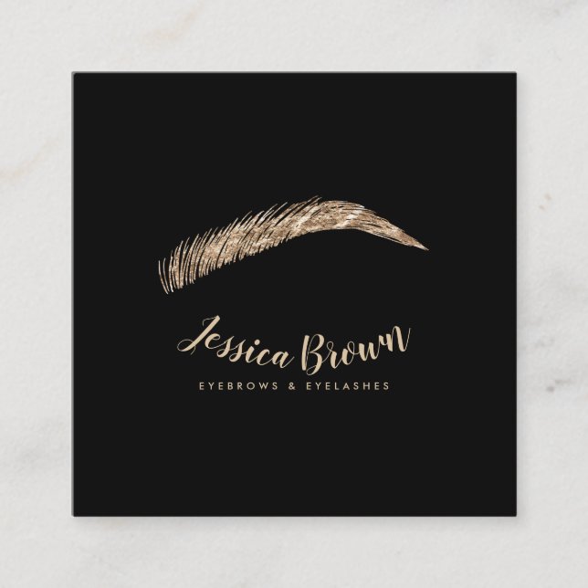Eyebrow bricht luxuriösen goldenen Glitzer Name Gl Quadratische Visitenkarte (Vorderseite)