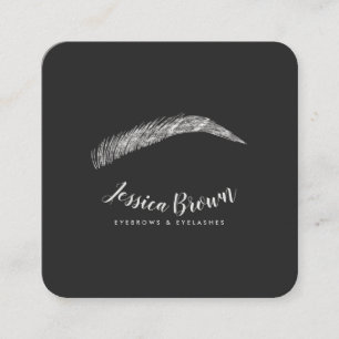 Eyebrow bricht luxuriösen silbernen Glitzer elegan Quadratische Visitenkarte