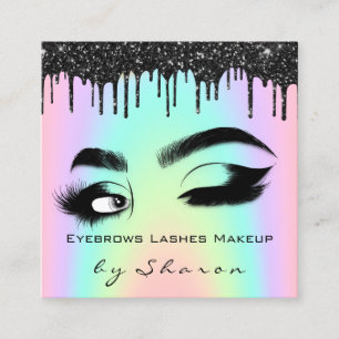 Eyebrow Lash Black Tropfens 6 Punches QR-Logos Quadratische Visitenkarte