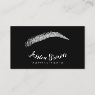 Eyebrow lashes silberfarbene Glitzer Visitenkarte