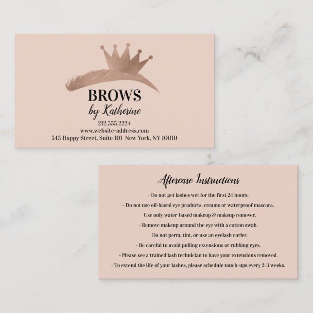 Eyebrow Micorblade Logo Aftercare Rose Logo Royal Visitenkarte (Vorne/Hinten)