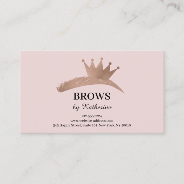 Eyebrow Micorblading Logo Aftercare Crown Rose Visitenkarte (Vorderseite)