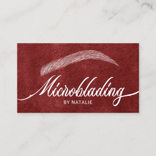 Eyebrow Salon Microblading Typografie Red Velvet Visitenkarte (Vorderseite)
