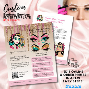 ⭐️ Eyebrow Shaping Flyer Template Pink Gold Sparkl
