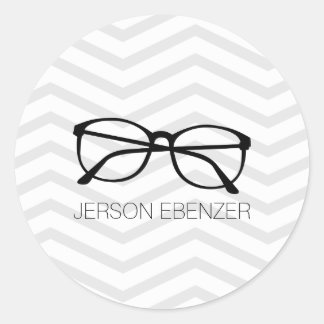Eyeglass Reading Zickzack Masculine Runder Aufkleber