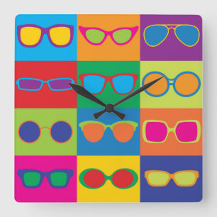Eyeglasses Checkerboard Quadratische Wanduhr