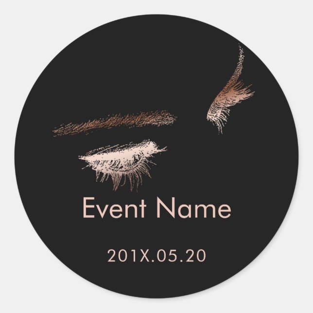 Eyelash & Brow Makeup Artist Beauty Salon Event Runder Aufkleber (Vorderseite)