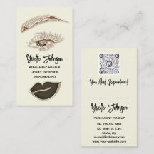 Eyelash Brow Makeup Logo QR Code Lip Gold Brown