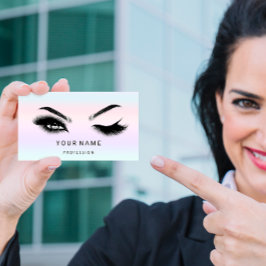 Eyelash Brow Microblade. QR CODE Logo Silver Ombre Visitenkarte