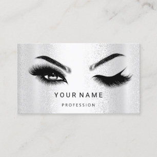 Eyelash Brow Microblade. QR CODE Logo Silver WELLN Visitenkarte
