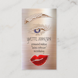 Eyelash Brows Makeup Logo QRCode Lips Rose Roter W Visitenkarte