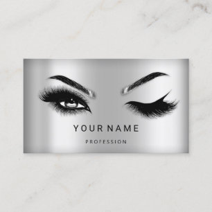Eyelash Brows Microblade Haar QR CODE Logo Silver Visitenkarte