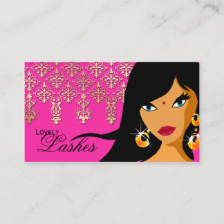 Eyelash Business Card indische Frau Hot Pink Visitenkarte