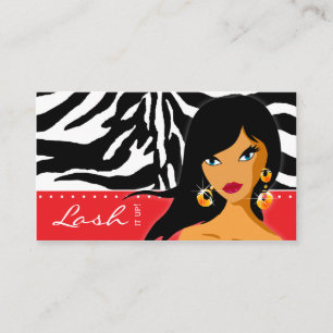 Eyelash Business Card Zebra Frau Red Visitenkarte