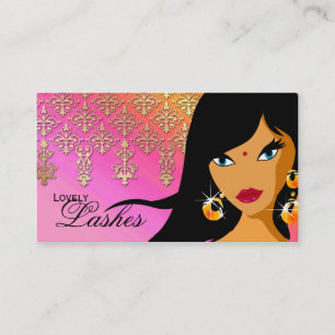 Eyelash Carte de visite Indienne femme orange rose