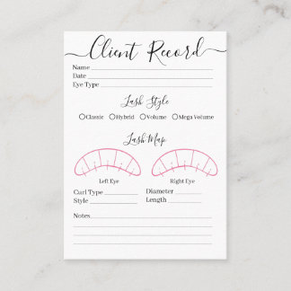Eyelash-Client-Record Form Business Card Visitenkarte