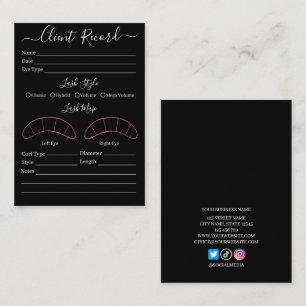 Eyelash-Client-Record Form Business Card Visitenkarte