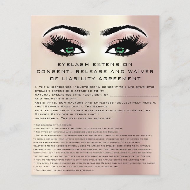 EYELASH-ERWEITERUNG - ZUSTIMMUNG, FREIGABE UND WAR FLYER (Vorne)