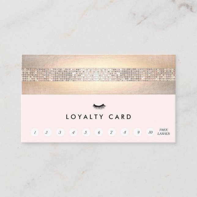 EyeLash Erweiterungen Rosa Kundenloyalty 11 Punch Treuekarte (Vorderseite)