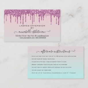 Eyelash Extension Aftercare Instruction Glitzern Visitenkarte