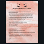 EYELASH EXTENSION CONSENT FORMULAR FLYER<br><div class="desc">Eyelash Extensions Consent Formulare sind perfekt für Ihr Lash Extension Geschäft. Dieses moderne und ausgeklügelte Konsensformular bietet eine glamouröse, minimalistische Illustration der Wimpern einer Frau, einen Titel und einen Block, in dem Sie alle Ihre Einwilligungserklärung auf einem luxuriösen korallenfarbenen Hintergrund einfügen können. Brauchst du Hilfe? Bitte schicken Sie mir eine...</div>