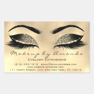 Eyelash Extension Gold Makeup Artist Beauty Salon Rechteckiger Aufkleber