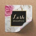 Eyelash Extension Lash Cleaner Vintag Floral Quadratischer Aufkleber<br><div class="desc">Eyelash Extension Lash Cleaner Vintage florale weiße Marmorkleber.</div>